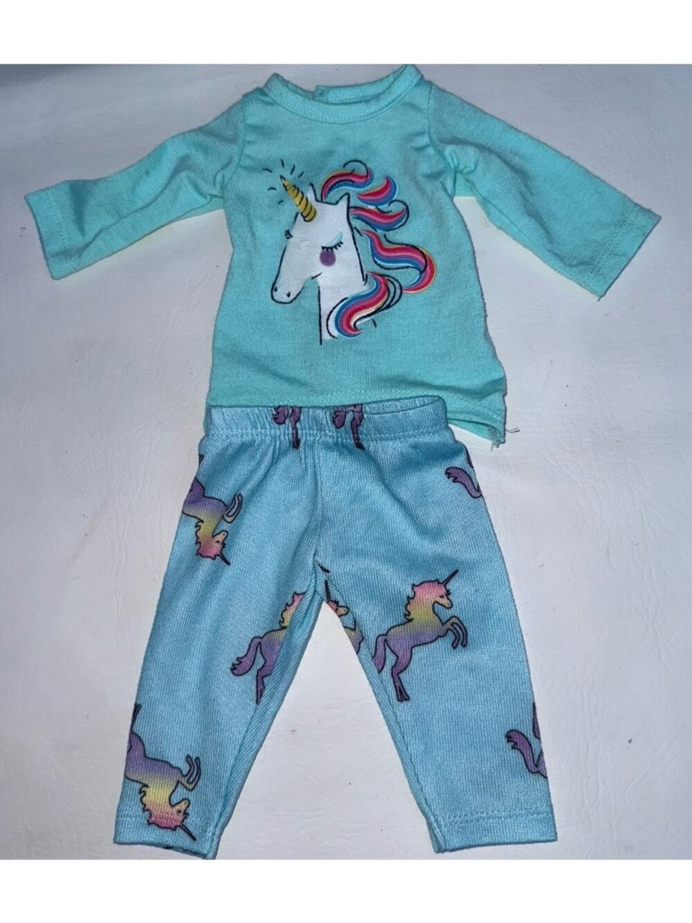 Doll Clothes 18" Unicorn Outfit Green Top Blue Pants Shirt Leggings Komar Kids